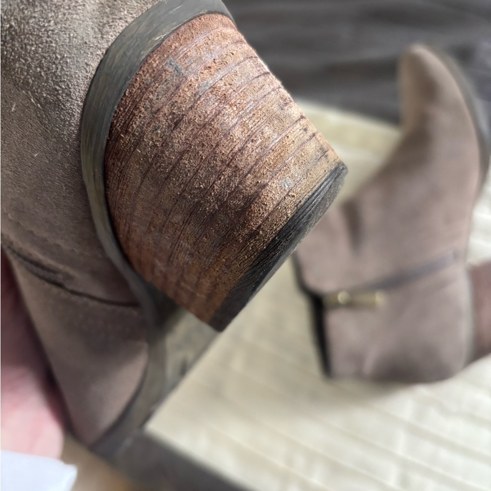 Blondo Taupe Suede Ankle Boots (8) - Picture 5 of 17